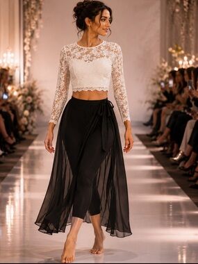 Chic and elegant Black Sheer Maxi Skirt❤️M